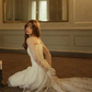 Elegant White A Line Long Sleeve Lace Long Train Prom Dress Evening Dress SH6698