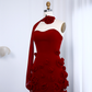 Stunning A Line Sweetheart Neck 3D Flower Burgundy Prom Dress Evening Dress SH2369