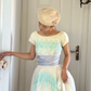 Retro Princess A Line Blue Exquisite Embroidered White Tulle Long Prom Dress Evening Dress SH6048