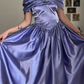 Vintage Purple A Line Off the Shoulder Satin Prom Dress Evening Dress Date Dress SH5637