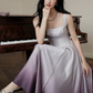 Elegant Purple Ombre A Line Straps Satin Prom Dress Outfits SH5312