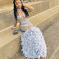 Luxurious Beaded Long Sleeves Mermaid Prom Dress With Feathers SH884