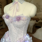 Dreamy Purple A Line Strapless Floral Tulle Short Prom Dress Homecoming Dress SH7177