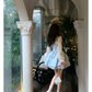Blue A Line Spaghetti Strap Satin Short Homecoming Dress Outfits SH5832