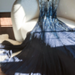 Gorgeous A Line Spaghetti Strap Beaded Sequin Navy Blue Chiffon Long Prom Dress Evening Dress SH2982