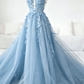Classic Black Lace Tulle Long Prom Dress Black Evening Dress  SH567