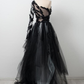 Black One Shoulder Tulle Long Prom Dress Evening Dress  SH1040