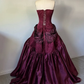 Vintage A Line Strapless Exquisite Beaded Burgundy Satin Prom Dress Wedding Guest Dress SH5400