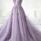 Classic Black Lace Tulle Long Prom Dress Black Evening Dress  SH567