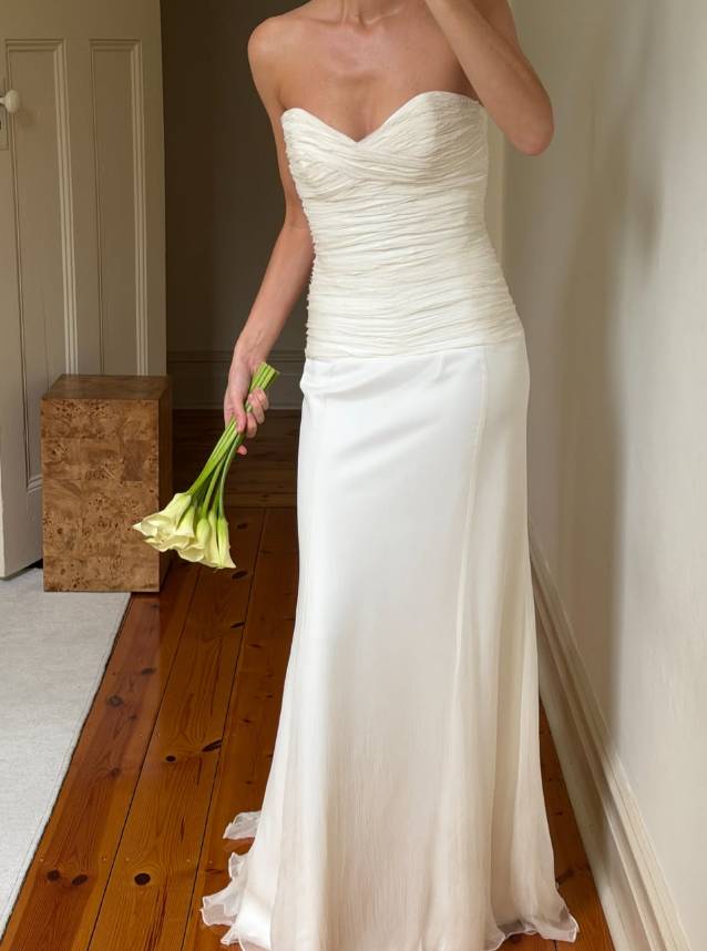 Vintage A Line Sweetheart Neck White Pleated Chiffon Wedding Dress SH8468