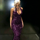 Elegant Mermaid Sequin Red Floor Length Black Girl Prom Dresses SH263