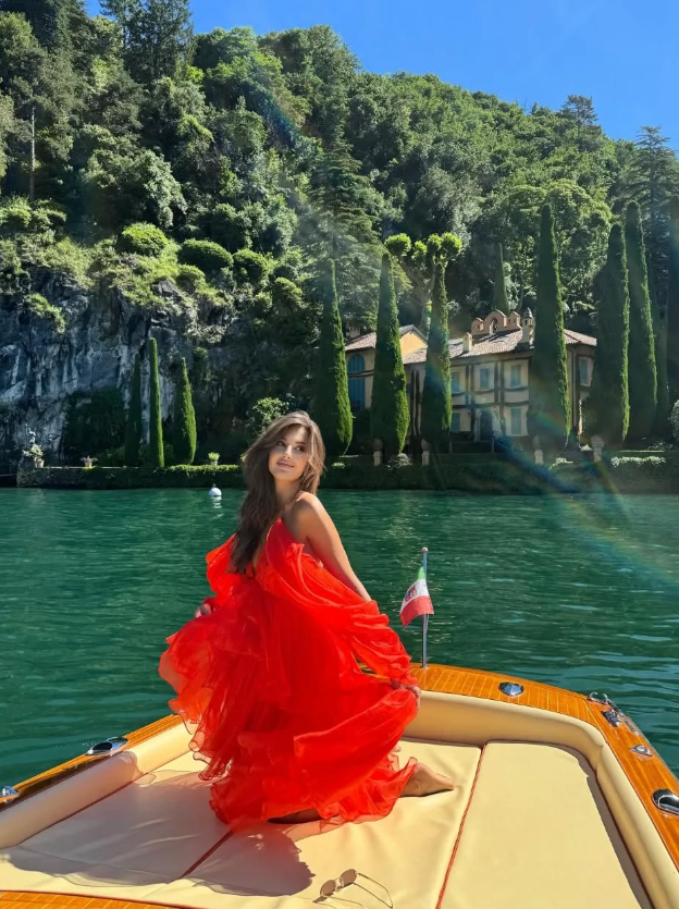 Charming Red A Line V Neck Organza Long Prom Dress Vacation Dress SH4809