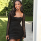 Black Tulle Pearl Beaded Homecoming Dress Short Prom Dress SH1470