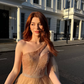 Flowy A Line One Shoulder Beaded Tulle Long Prom Dress Party Dress SH4685