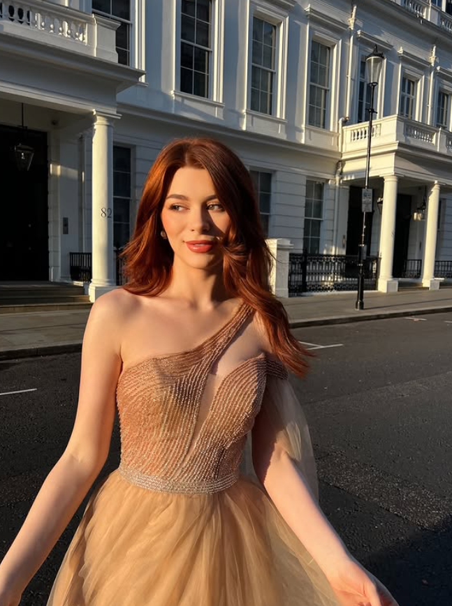 Flowy A Line One Shoulder Beaded Tulle Long Prom Dress Party Dress SH4685