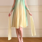 Vintage Yellow Green Ombre Beaded Chiffon Knee Length Wedding Guest Dress Prom Dress SH5442