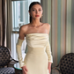Apricot Simple Mermaid Strapless Satin Long Prom Dress Formal Dress Party Dress SH3750