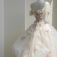 Floral A Line Off the Shoulder Pink Tulle Party Dress Evening Dress SH3374