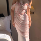Light Pink Mermaid Off the Shoulder Butterfly Tulle Long Prom Dress Party Dress SH4037