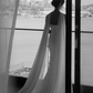 Romantic Mermaid Strapless Beaded Floral White Satin Long Train Wedding Dress SH6187