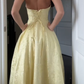 Deep V Neck Yellow Halter A Line Prom Dress SH1551