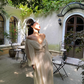 Elegant A Line Long Sleeve White Chiffon Long Prom Dress Party Dress SH4035