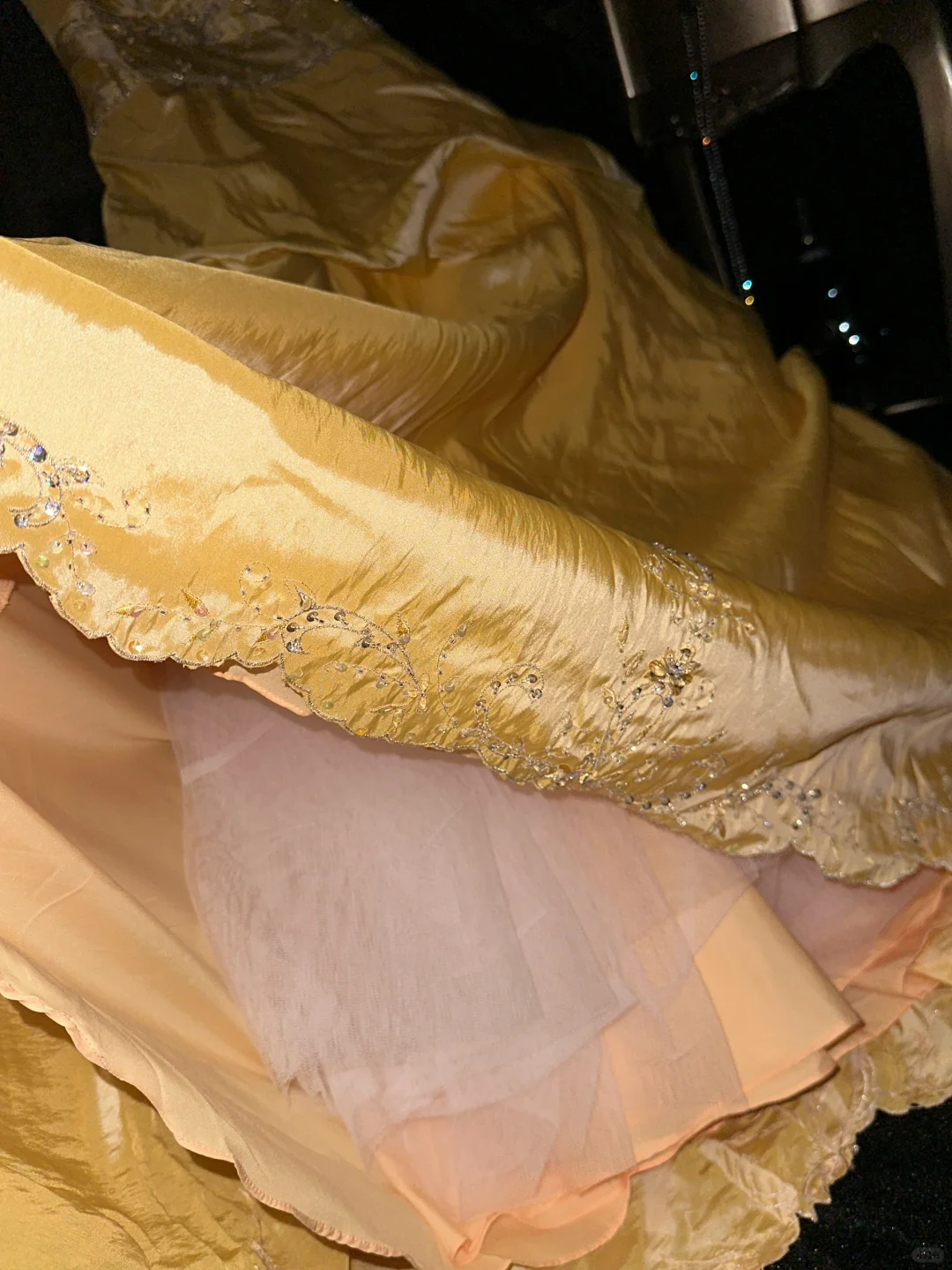 Gentle A Line Strapless Beaded Sequin Yellow Satin Long Prom Dress Party Dress SH3045