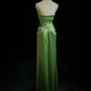 Elegant Green A Line Spaghetti Straps Beaded Pleated Satin Prom Dress Evening Dress SH3335