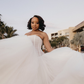 2025 New Simple A Line Strapless Tulle Long Wedding Dress SH2286