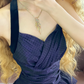 Vintage Dark Purple A Line Halter Polka Dot Layered Satin Homecoming Dress SH4959