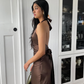 Simple A Line Halter Brown Satin Open Back Evening Dress Party Dress SH2689