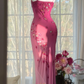 Dreamy Pink Ombre Sheath Floral Beaded Chiffon Long Prom Dress Graduation Prom Dress SH5348
