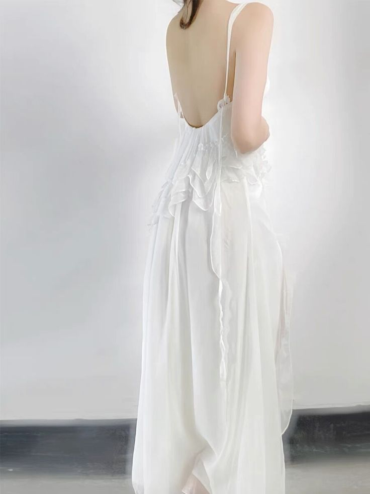 Sexy White Chiffon Long Prom Dress Slit Evening Dress SH1402