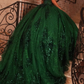 Dark Green Sequin Tulle Applique Long Prom Dress Quinceanera Dress Ball Gown SH5181