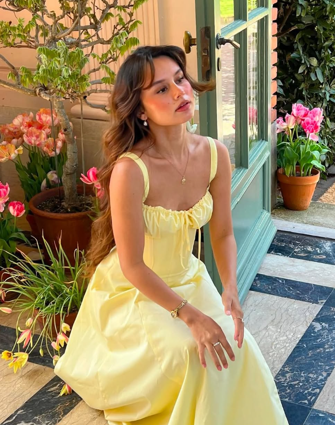 Simple A Line Spaghetti Strap Light Yellow Satin Long Prom Dress Evening Dress SH2391