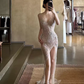 Sexy Exquisite Sheath Shiny Beaded Tulle Prom Dress with Slit SH5157