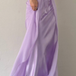 Cute A Line Spaghetti Strap Purple Satin Chiffon Long Prom Dress Evening Dress SH2610