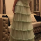 Shiny Tulle Layered Long Green Prom Dress SH1142