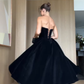 Classic A Line Sweetheart Neck Black Velvet Prom Dress Party Dress SH4838