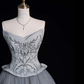 New Grey A Line Sweetheart Neck Beaded Satin Tulle Evening Dresses Party Dresses SH2672