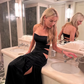 Sexy Black Mermaid Sweetheart Neck Satin Prom Dress Evening Dress SH1755