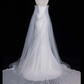 Simple A Line Long Sleeve Pleated Tulle Satin Wedding Dress Prom Dress SH4111