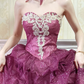 Vintage Rose Madder Ball Gown Strapless Appliques Sequin Tulle Prom Dress Graduation Prom Dress SH5273