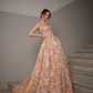 Beautiful A Line Sweetheart Neck Print Floral Tulle Long Prom Dress Evening Dress SH6527