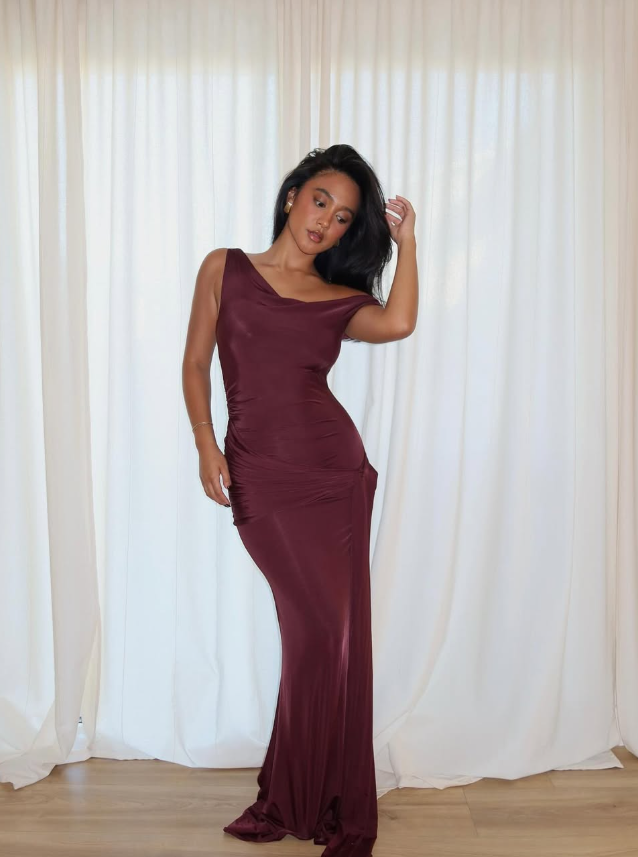 Elegant Sheath Off the Shoulder Satin Long Prom Dress Evening Dress SH8975