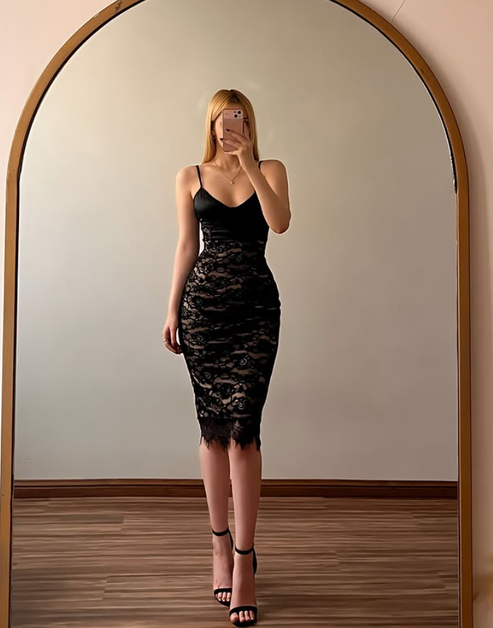Sexy Black Sheath Spaghetti Strap Lace Satin Short Prom Dress Homecoming Dress SH9070
