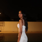 White Sheath Spaghetti Strap Lace Long Prom Dress Evening Dress SH8568