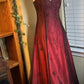 Vintage A Line Spaghetti Strap Beaded Black Chiffon Burgundy Satin Prom Dress Graduation Prom Dress SH2598