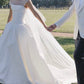 Pretty Ball Gown Strapless Simple White Satin Long Wedding Dress SH4144