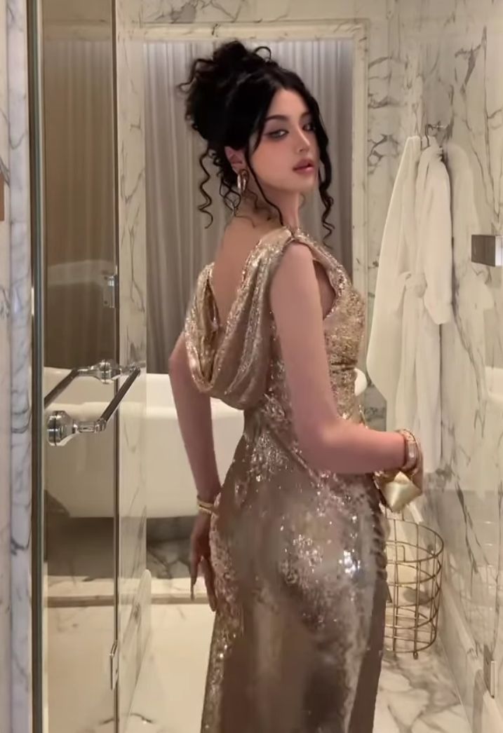 Shiny Mermaid Gold Sequin Long Prom Dress Cocktail Dress with Slit SH3212